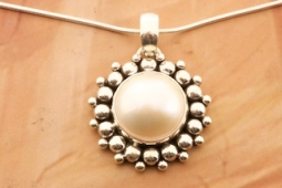 Artie Yellowhorse Genuine Mabe Pearl Sterling Silver Pendant